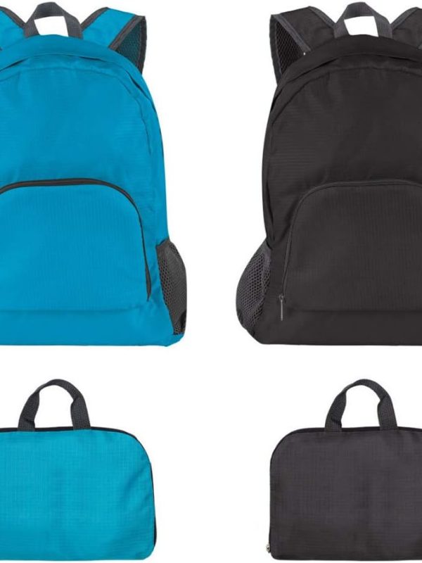 Pack of 2 Lightweight Foldable Backpack, Water Resistant Travel Hiking Packable Backpack 20 Liters (Black & Blue) for Camping, Outdoor, Travel Cycling