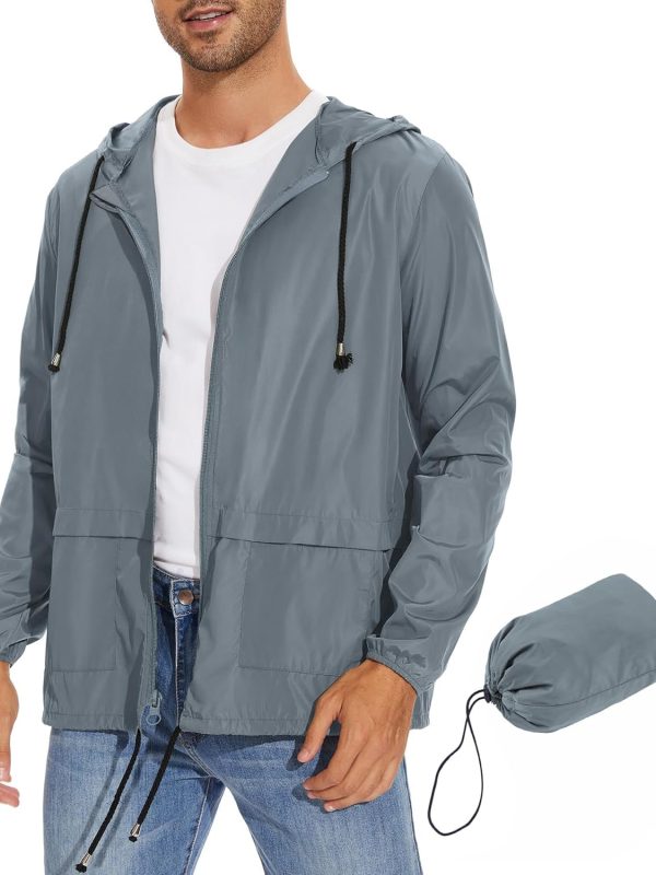 Packable Mens Rain Jacket Lightweight Raincoat Waterproof with Hood Outdoor Windbreaker Jacket Travel Rain Jackets