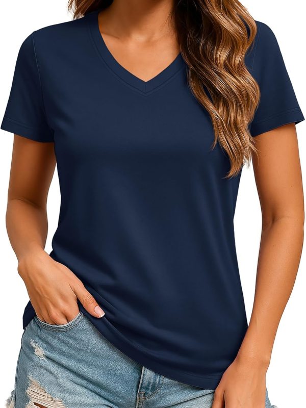 Workout Tops for Women UPF 50+ Sun Protection V-Neck T Shirts Short Sleeve Quick Dry Athletic Running Shirts